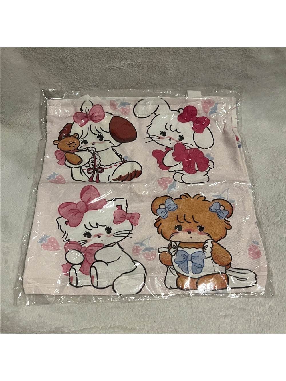 Cute Character Print Canvas Tote Bag